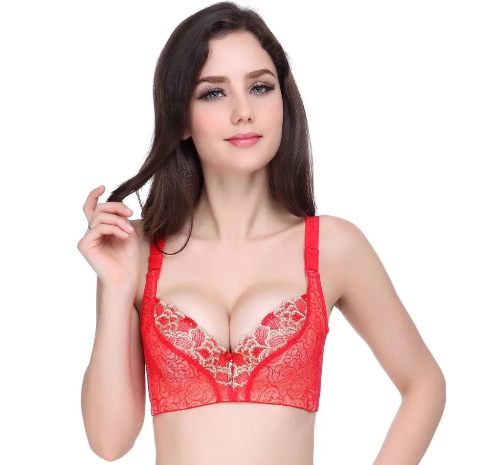 Регулируемый Женский бюстгальтер с глубоким вырезом и пуш апом модный кружевной