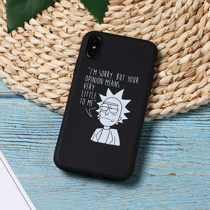 Забавный мультяшный комикс Рик и Морти, смешные слова для iPhone 11, 8, 8 Plus, X, 7, 7 Plus, XR, Xs Max, мягкий силиконовый матовый чехол, Fundas - Цвет: 6