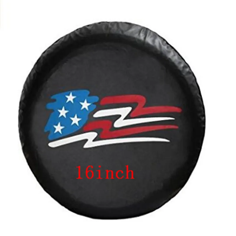 16 inch USA Flag 1 шт. автомобиль черный 1", 15", 1" 17 дюймов США Флаги логотип ПВХ ПУ запасная шина колеса крышки клапана для американского флага автомобилей Аксессуары - Цвет: 16 inch USA Flag