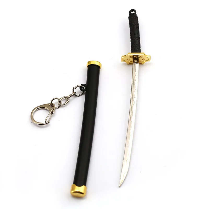 hei se Цельнокроеный брелок Roronoa Zoro Sword, металлический брелок для ключей, кольцо для мужчин, автомобиля, женщин, сумка, ювелирное изделие, держатель ножны, катана - Цвет: hei se