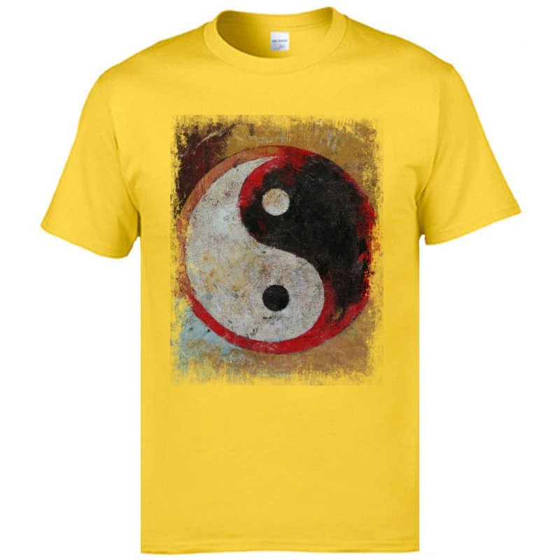 Высококачественные футболки из чистого хлопка облегающие топы с принтом Yin Yang Tai