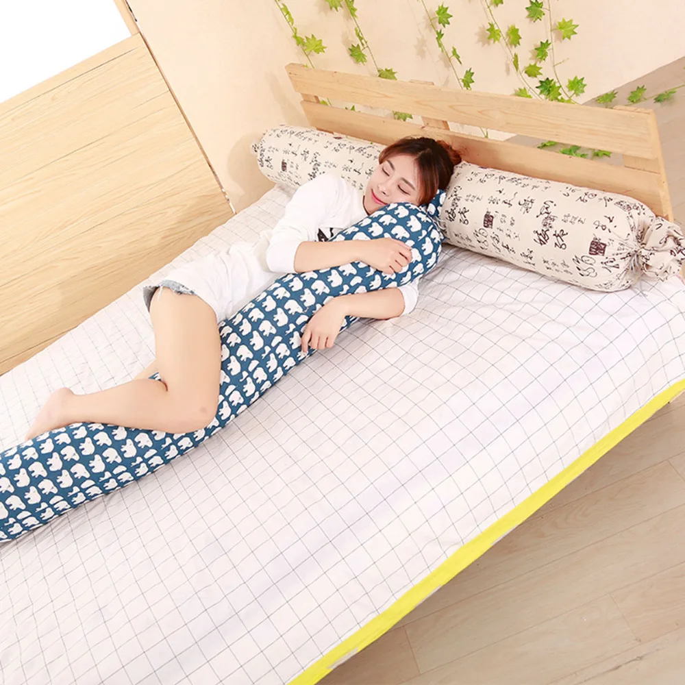 100 см мультяшная длинная подушка льняная ткань татами для дивана прикроватный