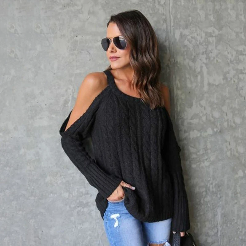 Женский вязаный свитер с длинным рукавом свободный высокого качества | Женская