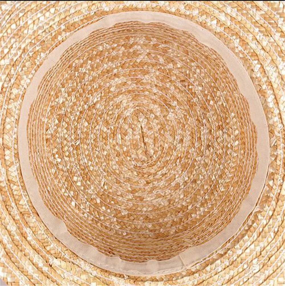 Женская пляжная Шляпка из 100% пшеничной соломы летняя Элегантная шляпка от солнца