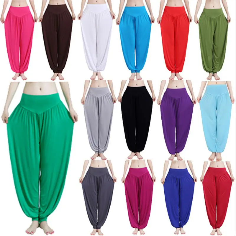 

XXL plus size sport women yoga pants Colorful Harem Modal bloomers Dance Yoga TaiChi Full Length Pants Smooth legging Trouser
