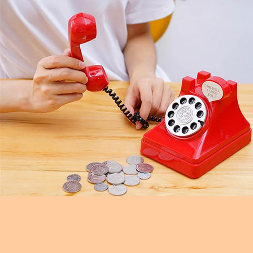 

Original RetroTelephone Money Box Old Fashion Telphone Secret Safe Box Kids Gift Vintage Toys For Coin Saving Plastic Piggy Bank