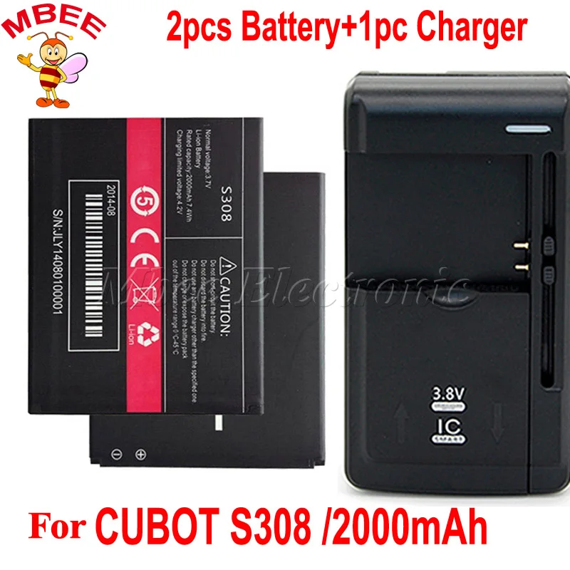 1 партия = шт. Универсальное зарядное устройство + 2 2000 мАч аккумулятор для CUBOT S308 AKKU