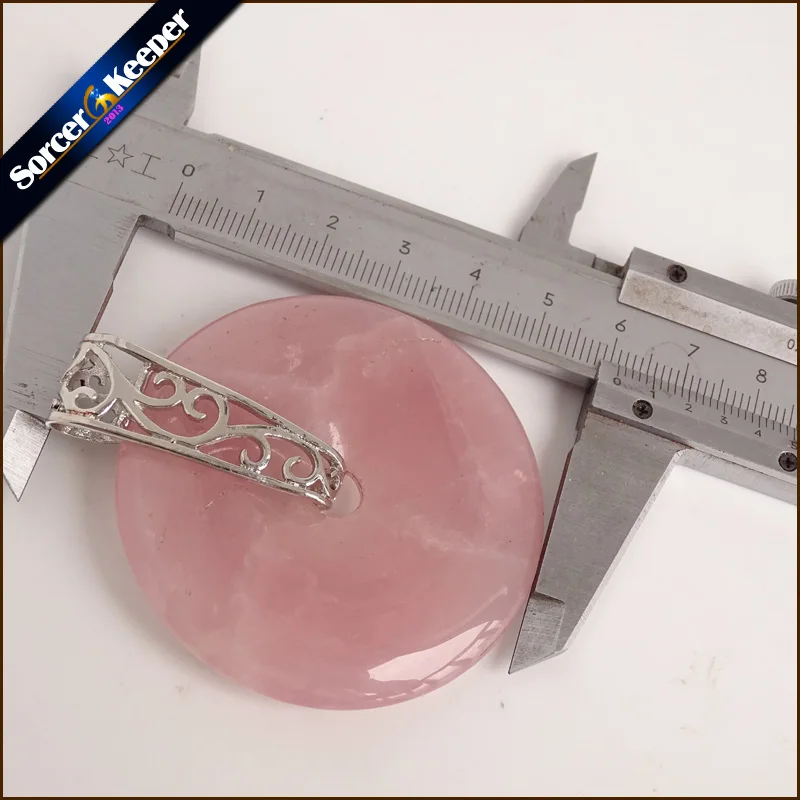 45~ 50 мм Мода Bijoux круглый пончик Роза Quartzs ювелирные изделия натуральный камень пинг Пряжка Colares кулон ожерелье для женщин мужчин подарок RQ001 - Окраска металла: 50 mm