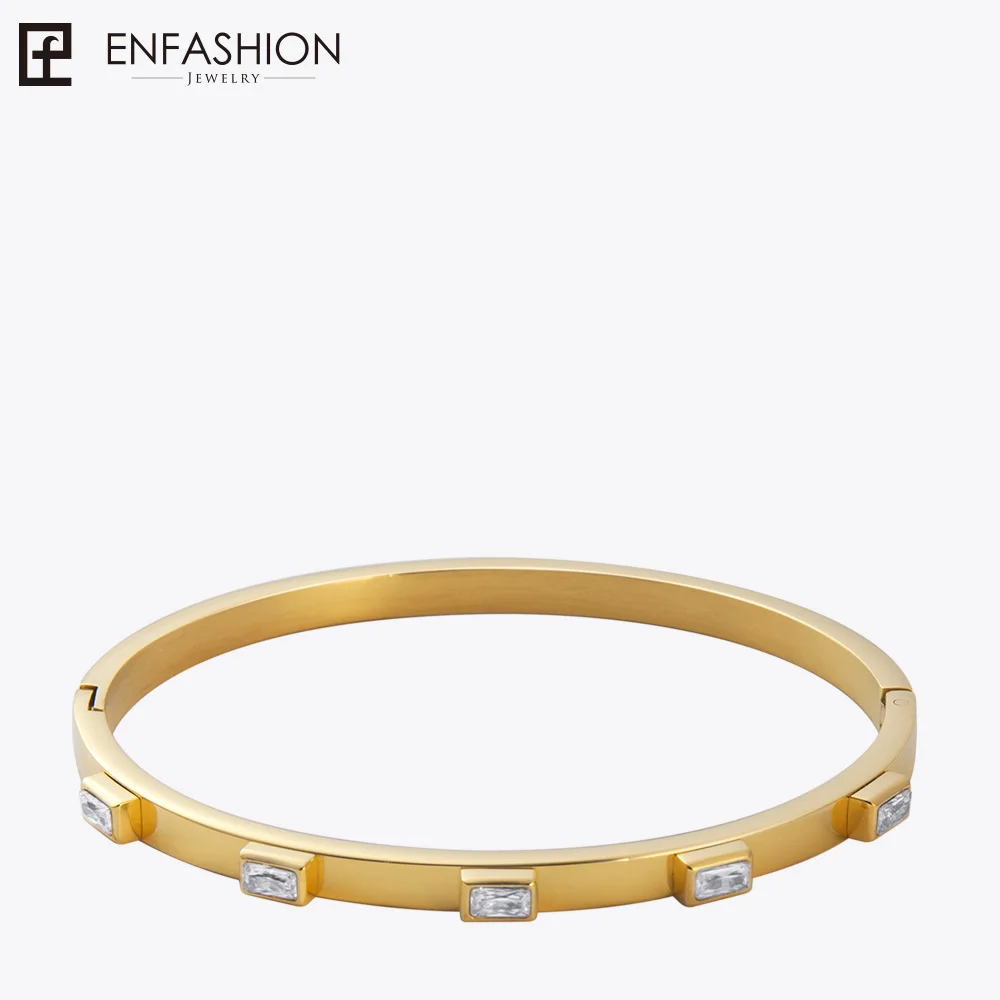 Enfashion циркониевый браслет-кафф с кристаллами Manchette золотого цвета из нержавеющей стали браслет для женщин браслеты 172002 - Окраска металла: Gold color