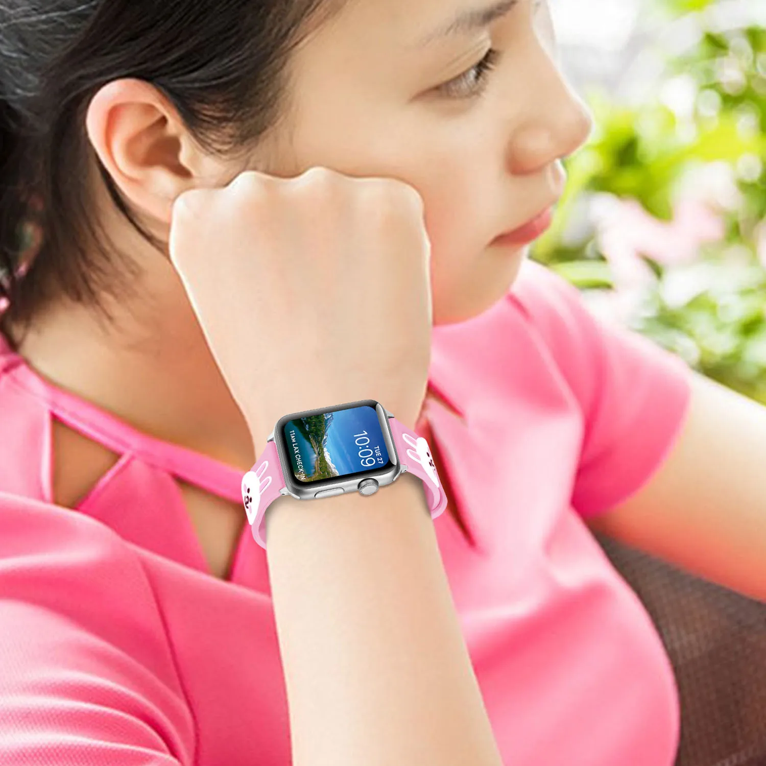 Милый мультяшный Кролик Силиконовый ремешок для Apple Watch Series 4 3 2 1 лента кролик