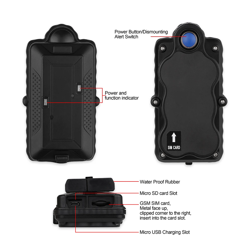 GPS трекер для автомобиля 5000 мАч аккумулятор магнит SD автономный регистратор