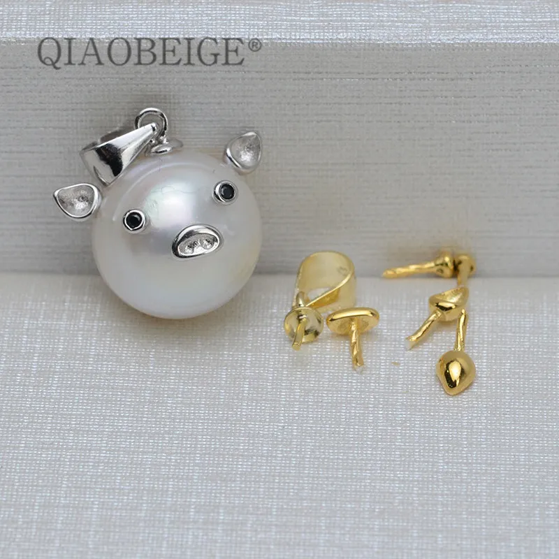 QIAOBEIGE серебро 925 пробы симпатичная жемчужная подвеска в стиле барокко со Свинкой