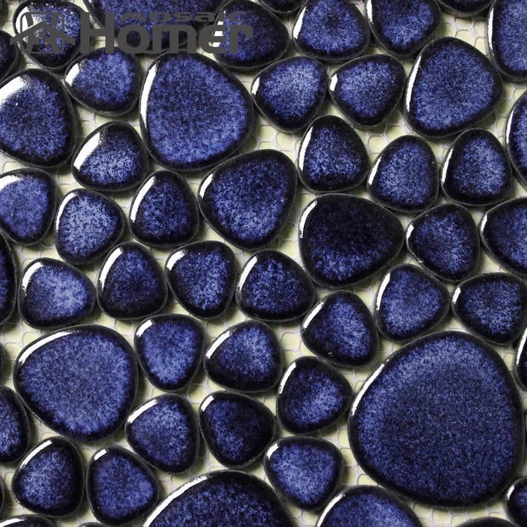 Бесплатная Доставка! Темно синяя керамическая мозаичная плитка с галькой