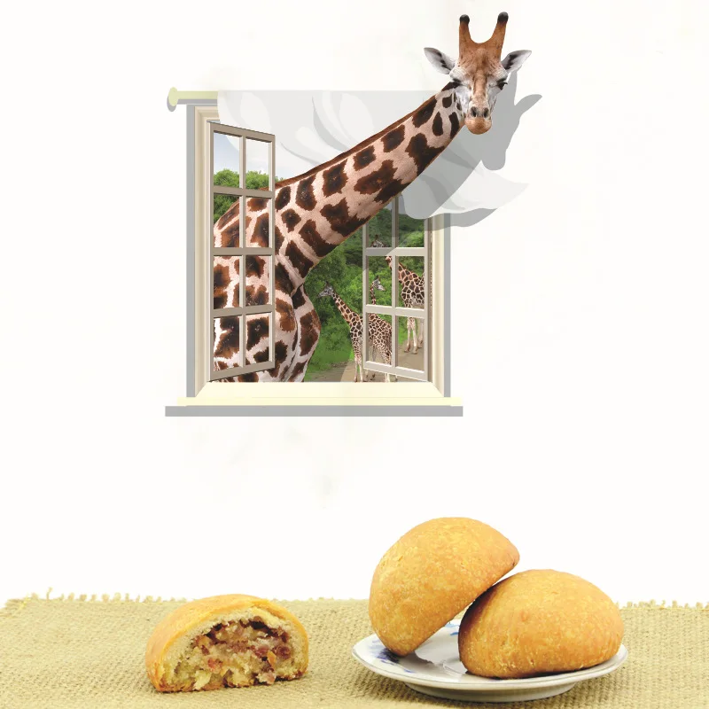 Жираф 3D наклейки на стену гостиной диван фон ПВХ прозрачная пленка может удалить