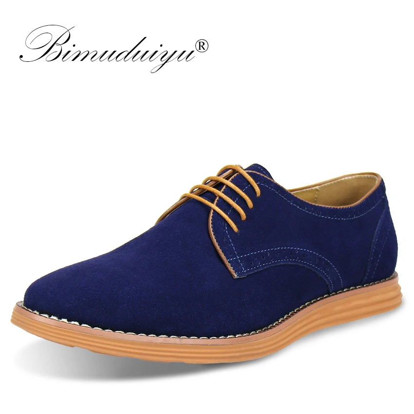 BIMUDUIYU Brand Plus Size 47 Men Casual Leather Shoes Oxfords Suede Flats Spring Autumn Fashion Classic | Обувь