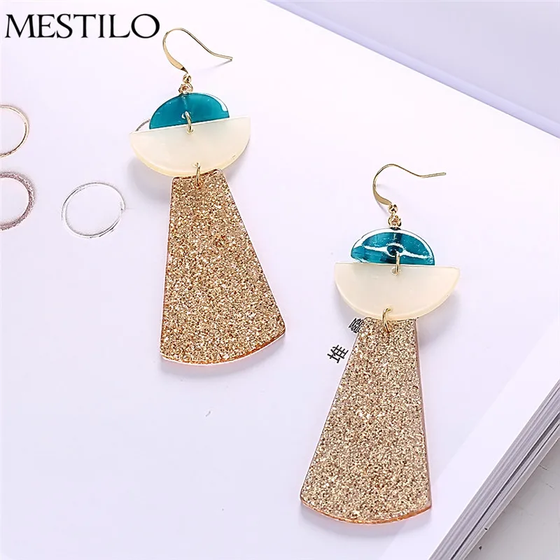 MESTILO, винтажные, богемные, черные, геометрические, Круглые, двойные, u-образные, акриловые серьги для женщин, модные, богемные, длинные, висячие серьги