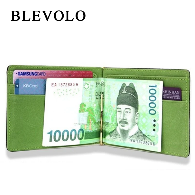 BLEVOLO брендовый мужской кошелек, короткие кожаные кошельки, кошельки из искусственной кожи, зажимы для денег, тонкий кошелек для мужчин, кошельки, 4 вида цветов