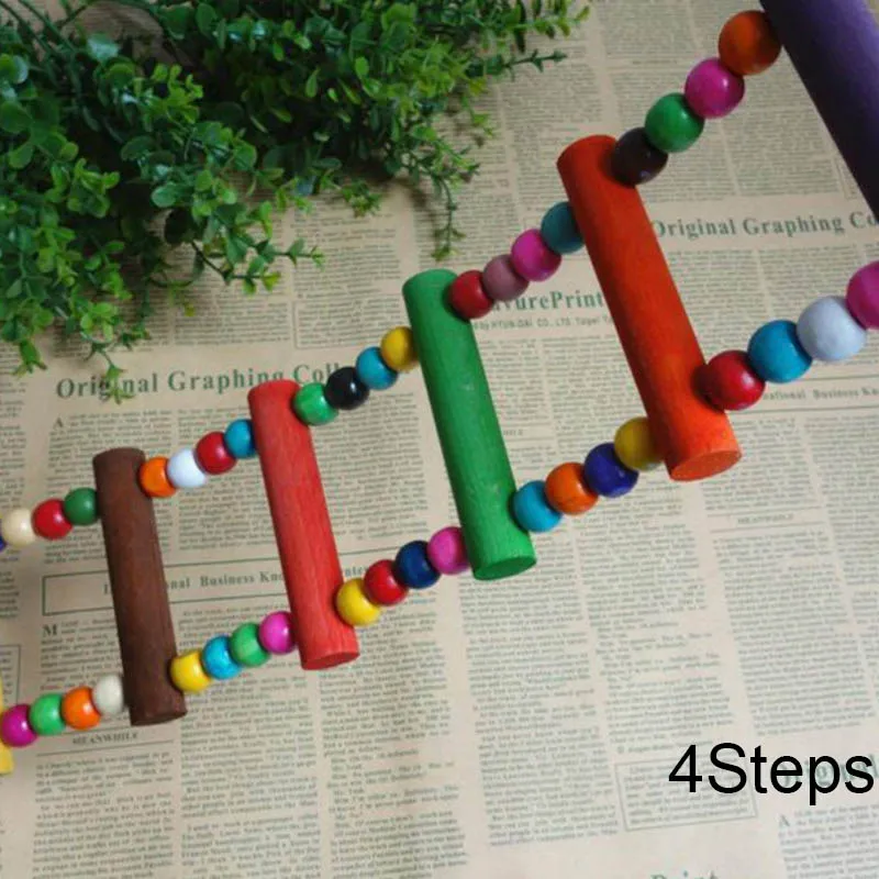 4 steps Горячая попугай, лестница для скалолазания, деревянные качели, мост, клетка для птиц, подвесная игрушка для конуаров, волнистый попугай, MDD88 - Цвет: 4 steps