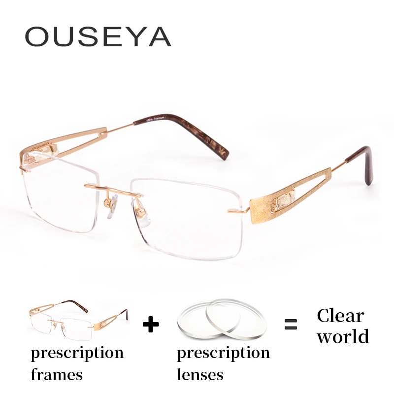 Титановые женские очки без оправы роскошные диоптрические оптические