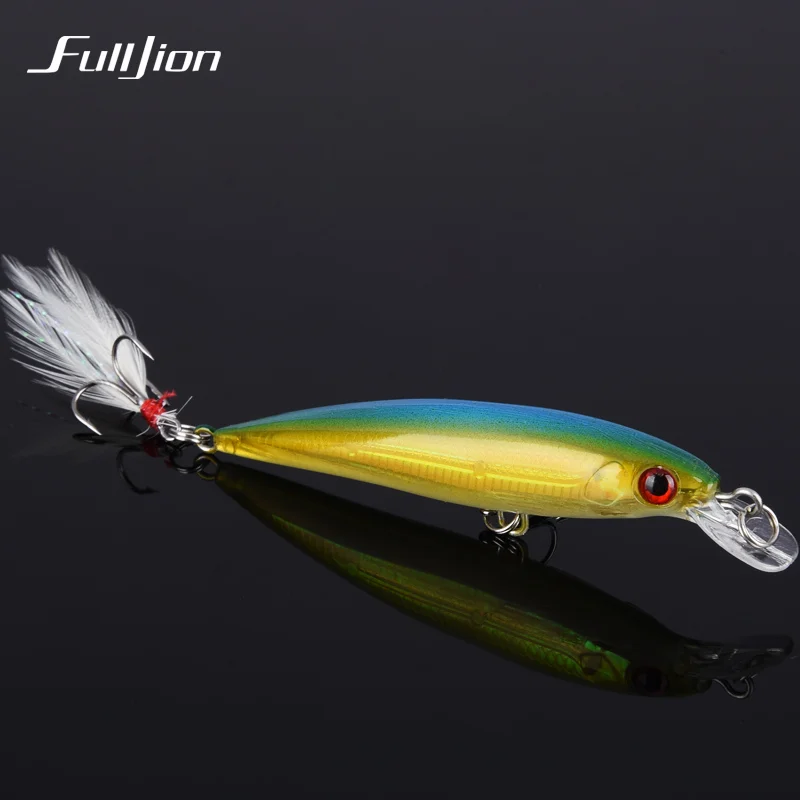 Fulljion 1 шт. рыболовные приманки поплавок гольян воблеры Crankbait искусственные жесткие приманки 3D глаза крючки с пером пластиковые Pesca приманки - Цвет: 10
