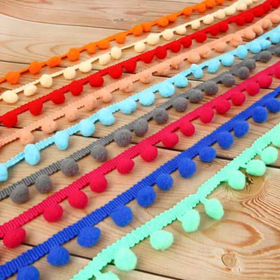 DIY Craft 20yards/lot Pompom Trim Pom Decoration Tassel Ball Fringe Ribbon Home Material Apparel Sewing Accessories | Дом и сад