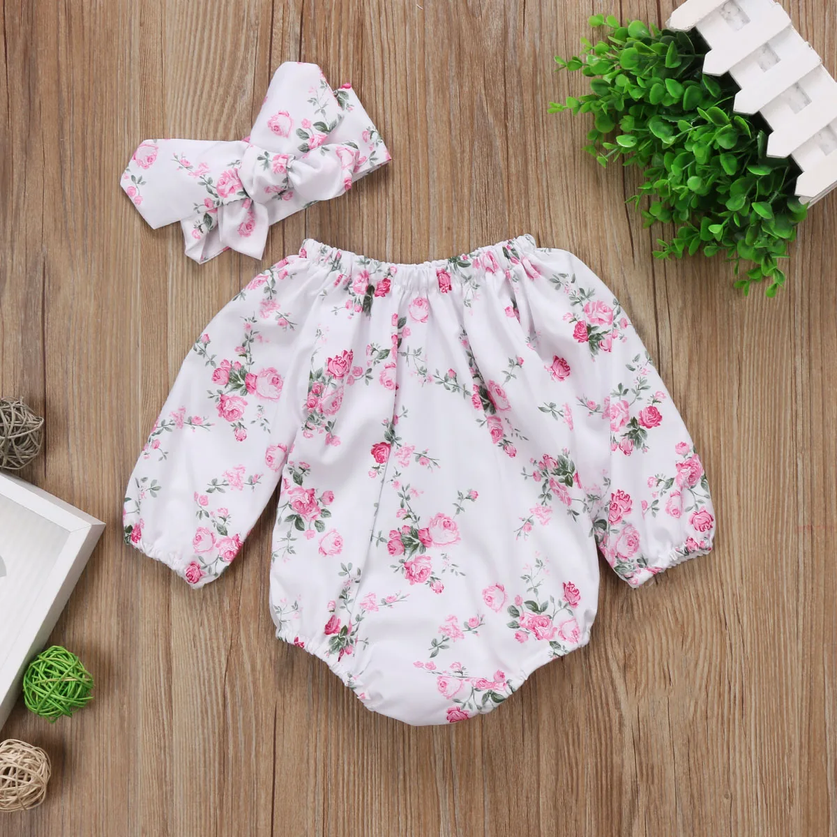 Модный комбинезон с цветочным рисунком для новорожденных девочек длинными
