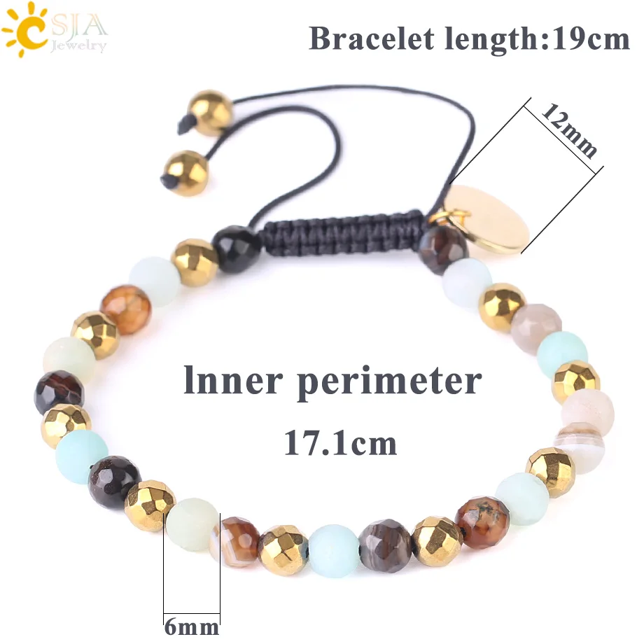 CSJA рейки браслет из натурального камня с кристаллами матовые амазонитовые