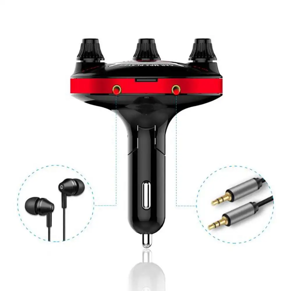 12 V-24 V Беспроводной Bluetooth FM передатчик Aux модулятор автомобильный комплект громкой связи автомобильный аудио MP3 плеер Dual USB Зарядное устройство для мобильного телефона