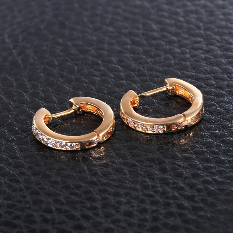 Розовый круг цвет золотой серьги кольца для женщин кубический цирконий CC