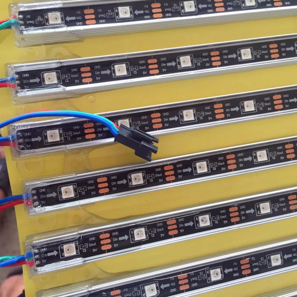 

1M long addressable WS2812B DC5V 32LEDs led smart rigd bar;IP68 rated,U type alu shell;black pcb