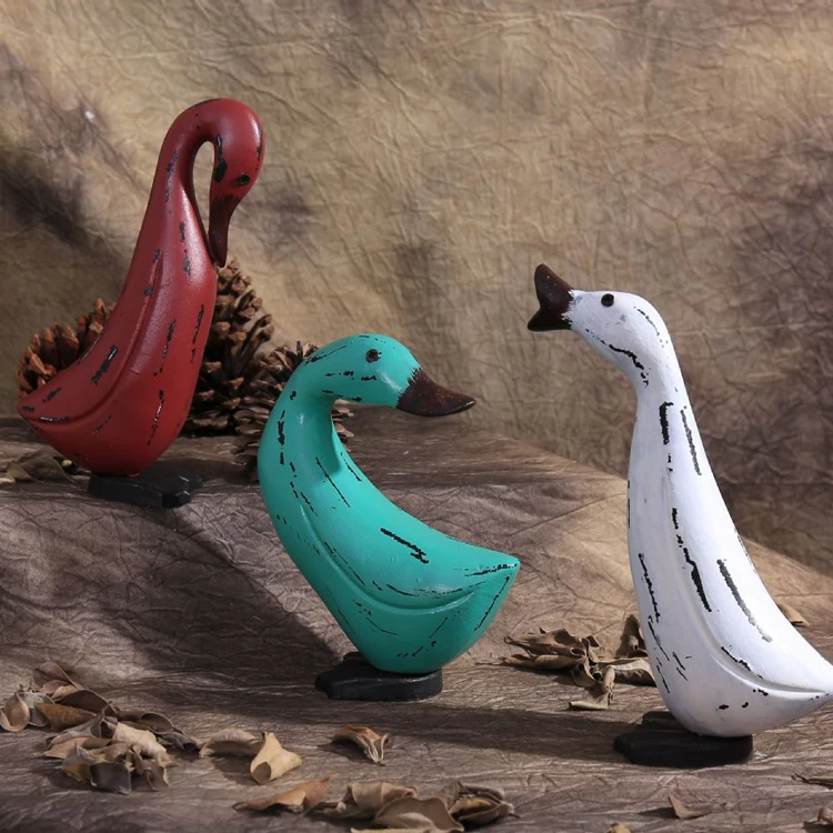 Creative cute wooden duck statue / miniature decoration sculpture wedding gift garden toy house model children's toys | Дом и сад