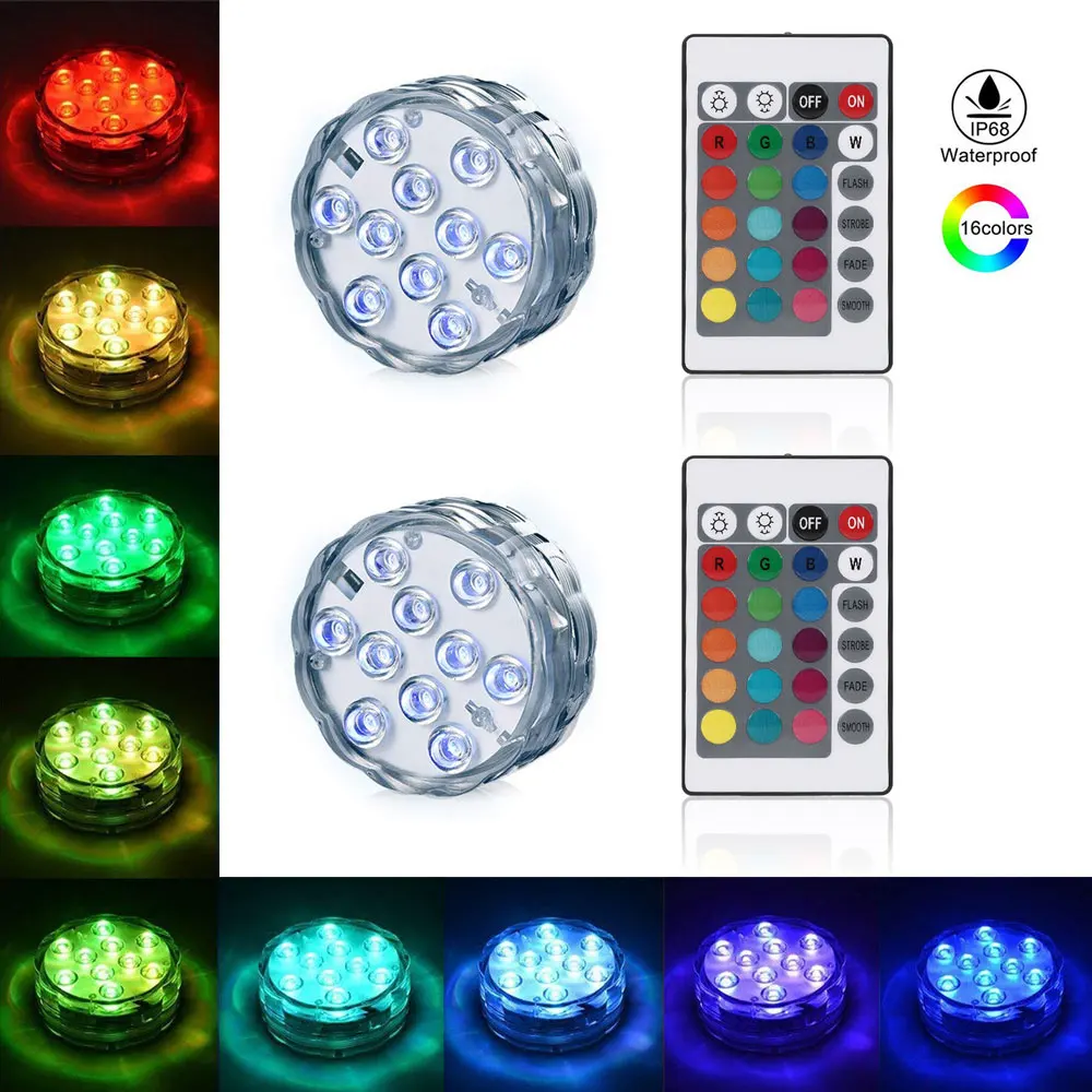 2 Pcs pool light IP68 светильник для бассейна, Рождественский Погружной подводный светильник, светодиодный водонепроницаемый lumiere piscine для luces baseny ogrodowe, светильник для пруда s - Испускаемый цвет: 2 Pcs pool light