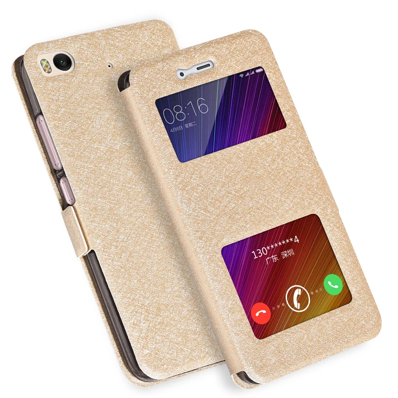 Для Xiaomi 5S чехол открытое окно Флип кожаный Силиконовая задняя крышка телефона