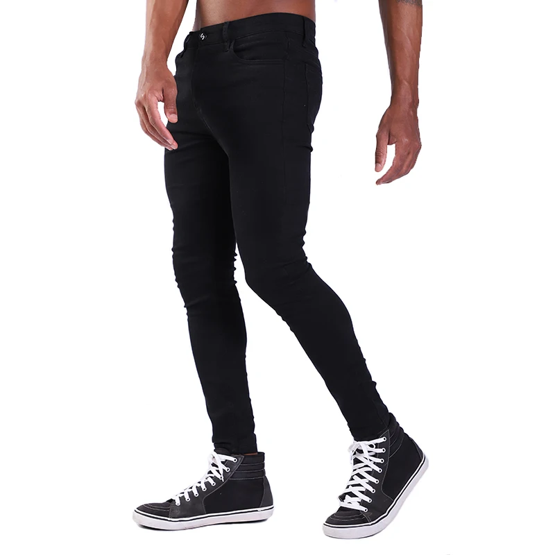 Black Skinny Jeans Одиночные дорожные супер обтягивающие джинсы для мужчин, новинка, мужские черные байкерские джинсы, уличная одежда, Стрейчевые джинсовые штаны, облегающие мужские джинсы, бренд Homme - Цвет: Black Skinny Jeans