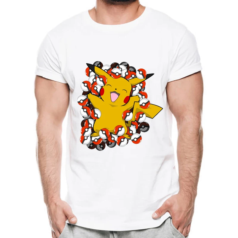 Lasting Шарм мода прекрасный Покемон Pokeball с Мопс футболка Аниме Пикачу Для мужчин