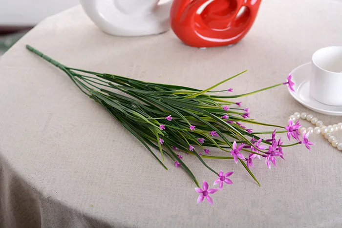 purple Зеленая трава растения искусственный цветок орхидеи красочные babysbreath букет декоративный цветок - Цвет: purple