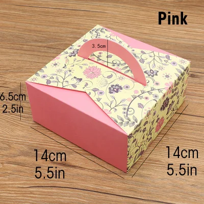 Pink 10 шт бумажная формочка упаковка ручки подарок на день рождения коробка упаковка для свадьбы дома вечерние день рождения Маффин упаковка для тортов - Цвет: Pink
