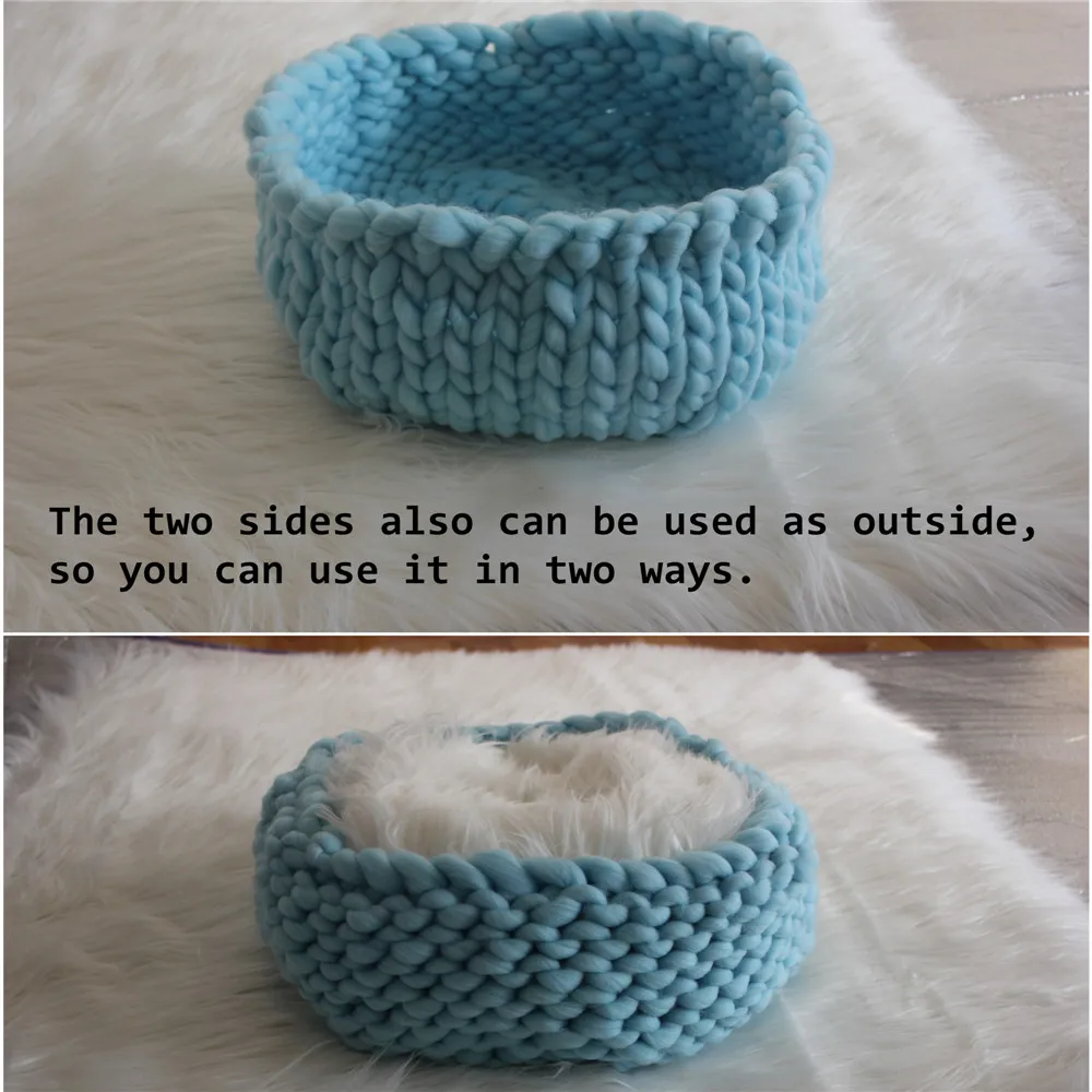 Newborn Posing Basket Knitted Thick Yarn Bowl Cocoon Baby Photo Prop | Мать и ребенок