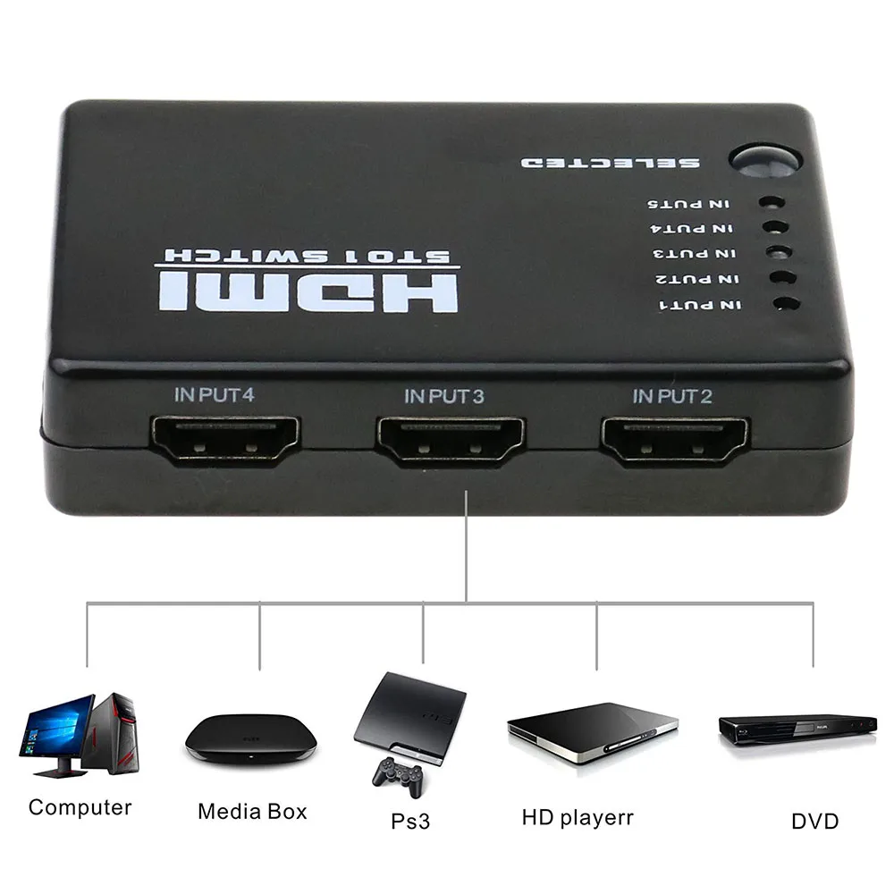 Новый HDMI концентратор с 5 портами 1080P видео переключатель сплиттер ИК пультом для