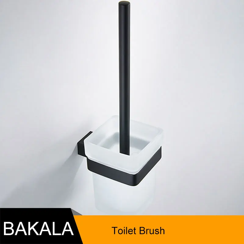 Toilet brush BECOLA черная квадратная фурнитура для ванной, набор настенных аксессуаров из нержавеющей стали для ванной комнаты, современные аксессуары для ванной комнаты - Цвет: Toilet brush