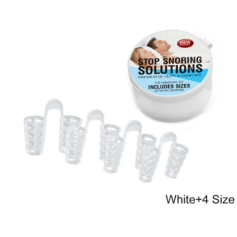 white 4size 4/8 шт. снять храп зажим для носа клипса антихрап дыхательный аппарат гвардии аппарат для сна мини-храп устройство от храпа устройства - Цвет: white 4size