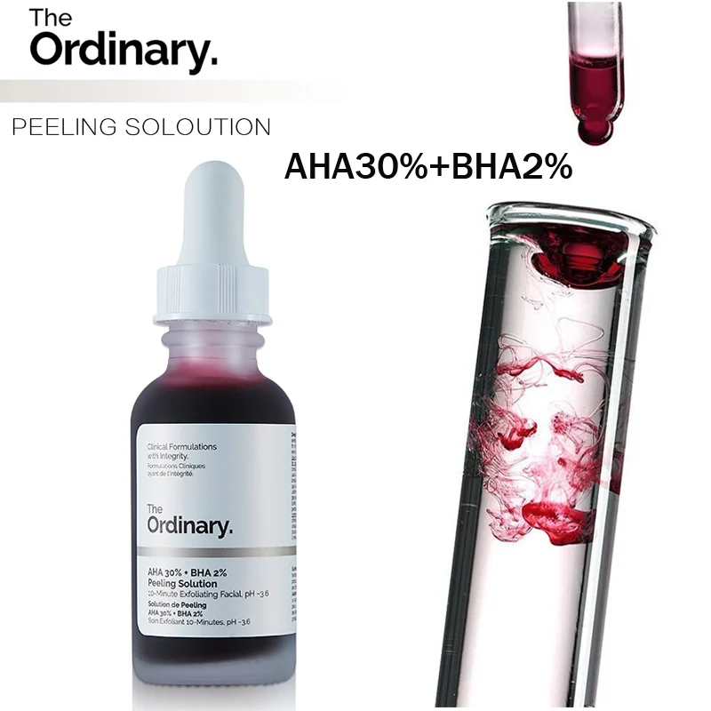 Ordinary AHA 30%+ BHA 2% пилинг раствор 30 мл 10 минут отшелушивающая маска Сыворотка для лица удаление акне рубцов отбеливание Уход за кожей