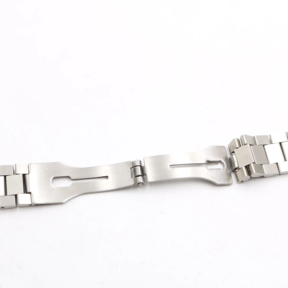 Rolamy 20mm Watch Band Silver Hollow Curved End Screw Links 316L Stainless Steel Replacem Band Strap Old Style Jubilee Bracelet