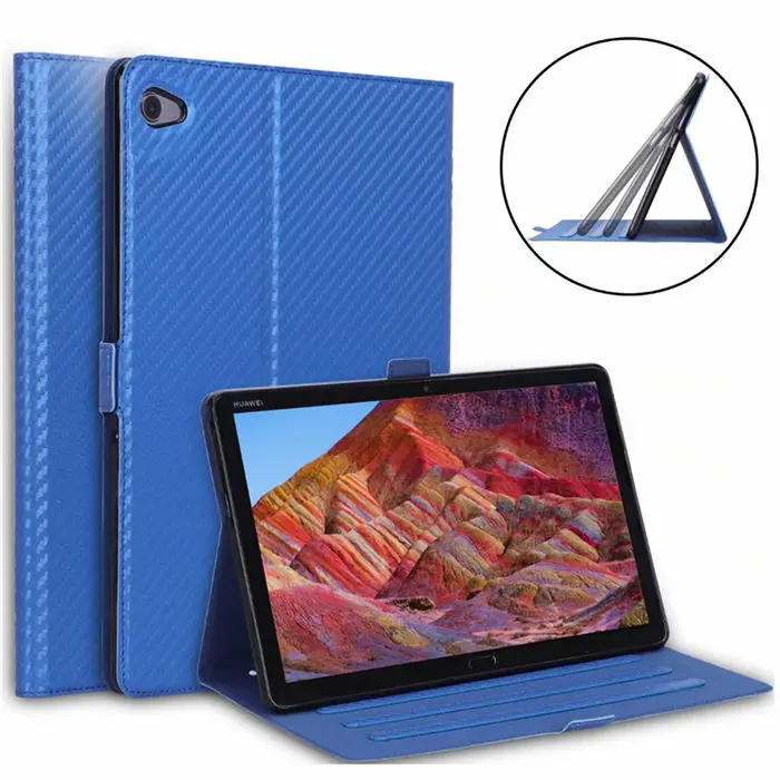 Blue M5 lite 10 из искусственной кожи чехол тонкий светильник противоударный защитный Стенд для huawei MediaPad M5 Lite 10,1 умный планшет - Цвет: Blue