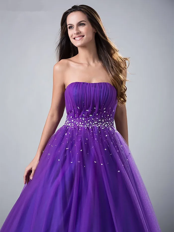 Пышное фиолетовое платье Quinceanera недорогое бальное милое фатиновое с бисером и