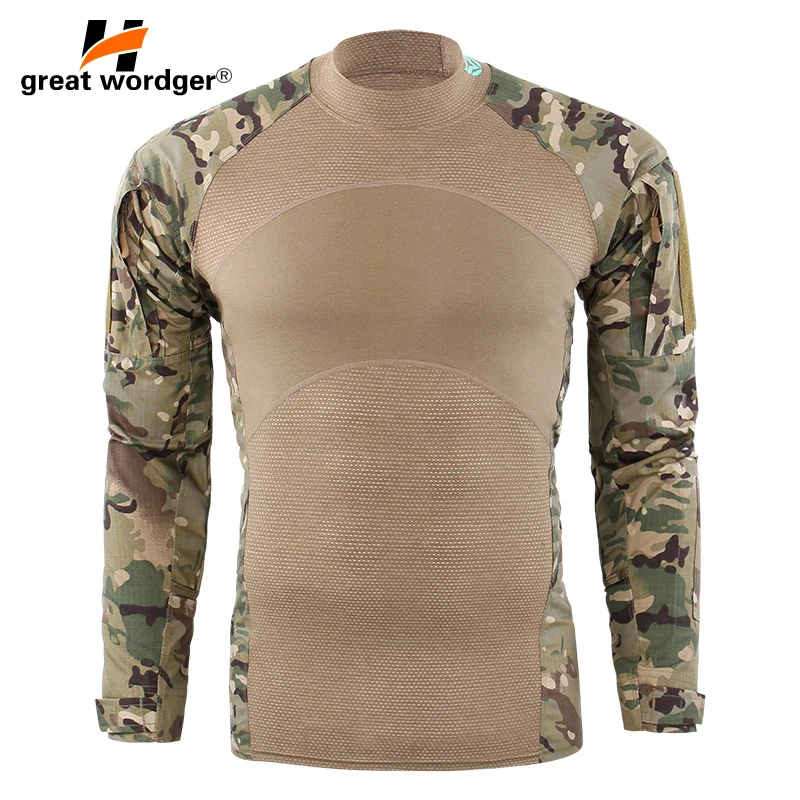 Для мужчин армейская тактическая футболка SWAT Солдат военный с длинными рукавами