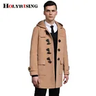 Мужское шерстяное пальто casaco, теплое пальто с роговыми пряжками, с капюшоном, верхняя одежда для зимы, #18222