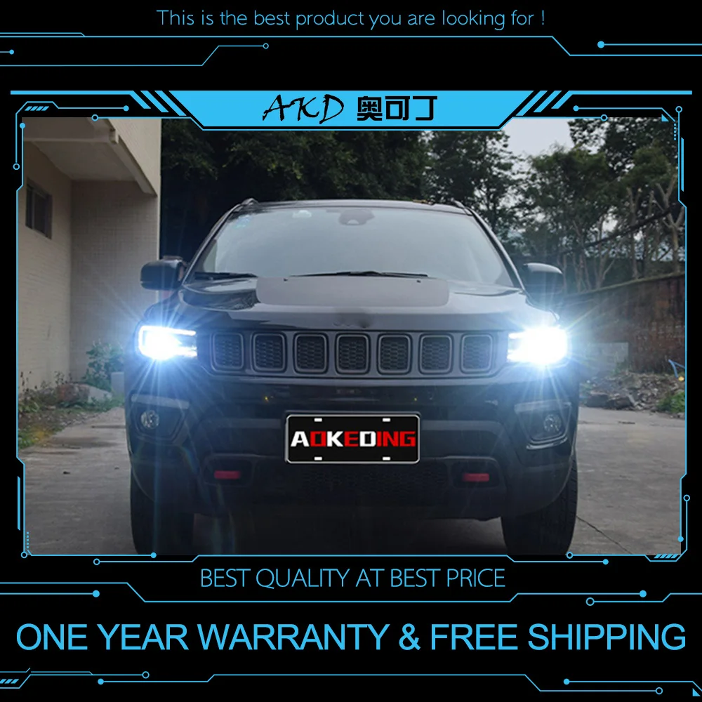AKD тюнинг Автомобильные фары для Jeep Compass светодиодные фары DRL ходовые огни Биксеноновые Противотуманные фары ангельские глазки авто уровень