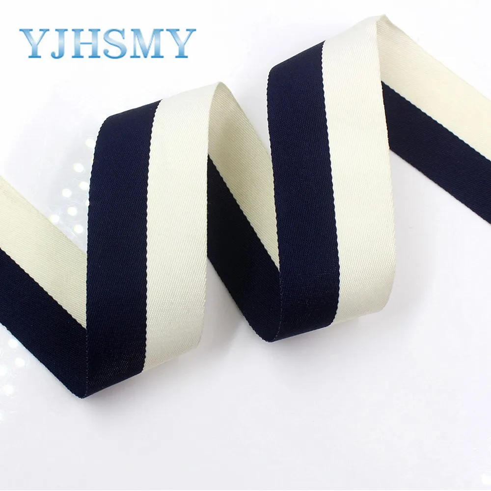 YJHSMY I-181103-134 10 ярдов/партия 38 мм Двусторонняя двухцветная полосатая лента DIY ручной