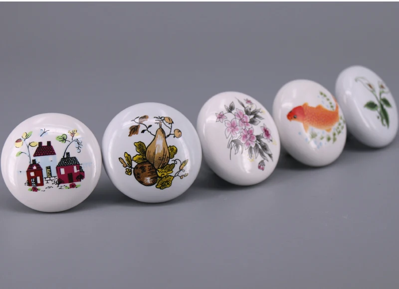 1x Pastoralism Ornate Floral/Fish Ceramic Cabinet Knobs and Handles Cupboard Door Drawer Kitchen Pull Knob Furniture Pulls